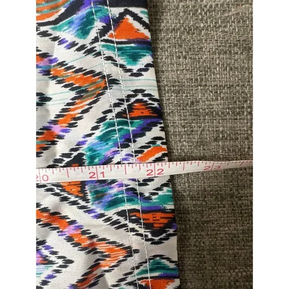 Cowgirl Up Womens Colorful Southwestern Aztec Print Blouse Large Blue Orange - Picture 7 of 7